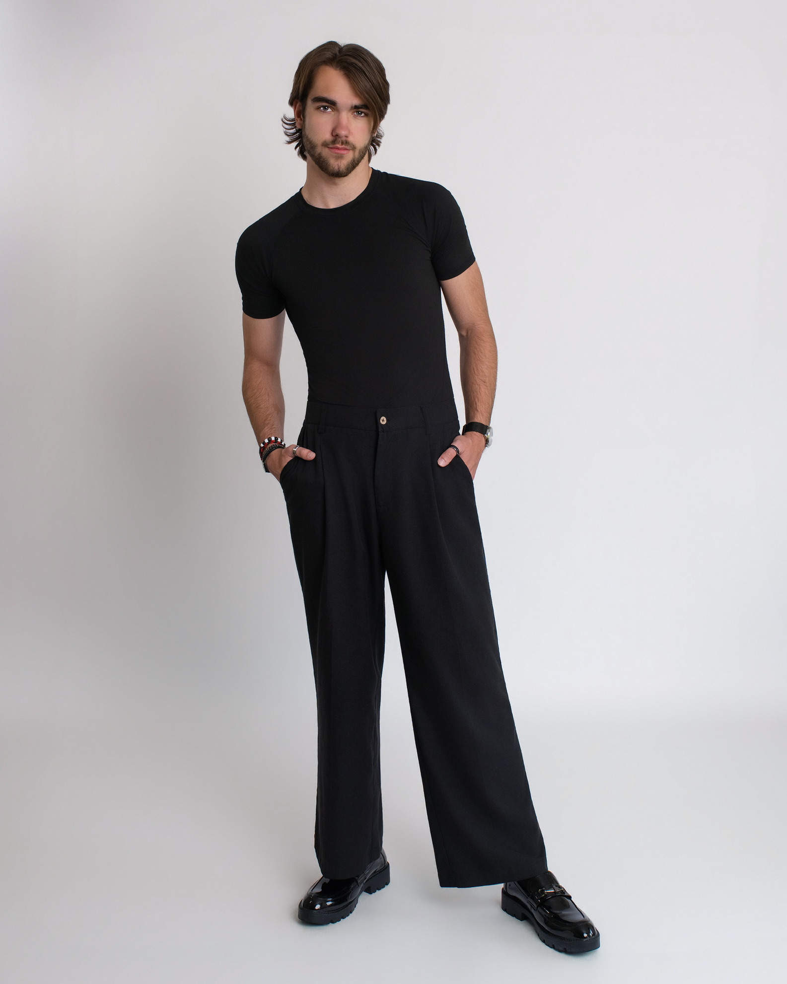 Richard Jordan full-length studio portrait in black